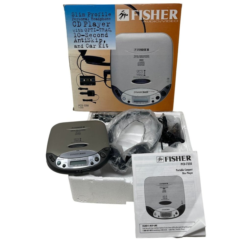 New Vintage‎ Fisher PCD-7350 Portable CD Compact Disc Player Slim Profile